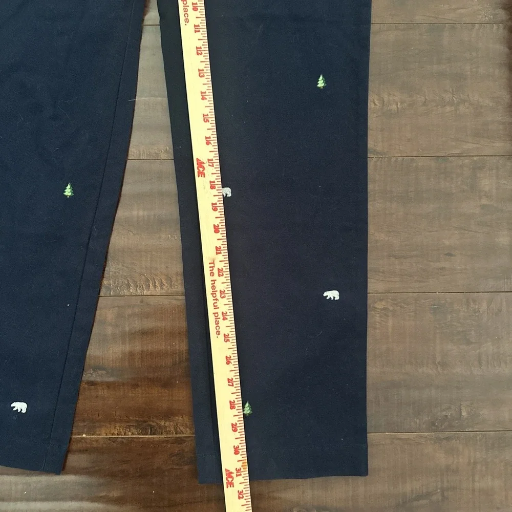 Brooks Brothers Bear And Tree Embroidered Cotton Twill Trousers Sz 36x32